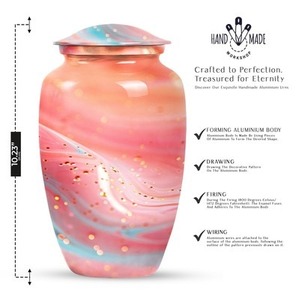 Urna Funeraria Clásica con Paisaje de Atardecer para Cenizas de Adultos, Excelente Calidad, Diseño Decorativo de Mariposas y Campo de Flores - Product Image 3