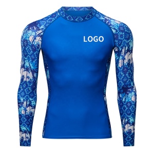 "Men's Sublimation <b>Printed</b> Rash Guard UV Protection Spandex Compression Shirt Quick Dry <b>Surfing</b> Diving BJJ MMA Gym Wear OEM ODM" - Product Image 5