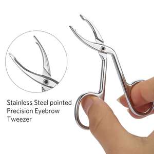 Pince à épiler pour sourcils faite à la main, en acier inoxydable, pince à épiler de précision noire, ensemble de pinces à épiler à pointe droite, 3 pièces - Product Image 2
