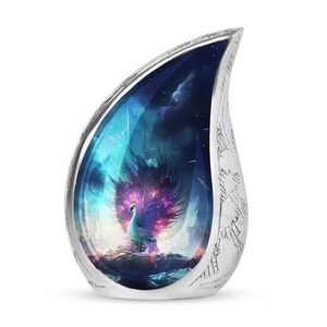Silver Teardrop <b>Urn</b> with Butterfly <b>Garden</b> Design for Adult Cremation Memorial Ashes Keepsake Decorative Container Tear Drop <b>Urn</b> - Product Image 6