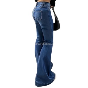 Lady High Waist Stretchy <b>Flared</b> Jeans Women Ins Fashion Solid Bootcut Denim Pants Girls Chic Slim Fit Bell Bottoms Trousers - Product Image 3