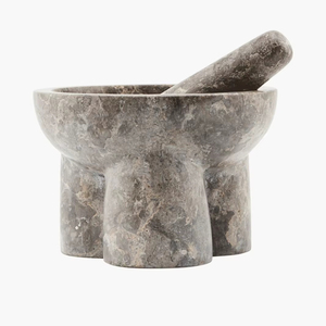 Mortier et pilon en marbre, un indispensable de cuisine pour broyer les herbes, les épices, les graines et préparer des repas sains et faits maison - Product Image 1