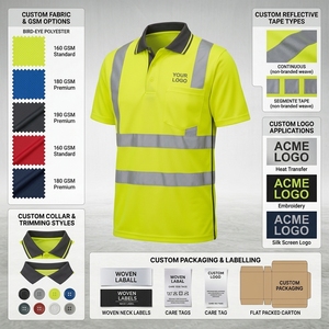Camiseta Polo de Alta Visibilidad con Franjas Reflectantes Amarillas, Uniforme de Trabajo, Logotipo Personalizado, Tejido de Poliéster Transpirable de Secado Rápido - Product Image 5