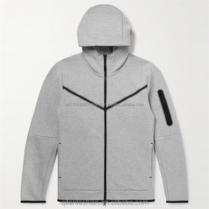 Cómoda Sudadera con capucha de lana suave con cremallera completa para hombre con manga regular y bolsillos de gran tamaño 100% algodón Sudadera con capucha para hombre - Product Image 4