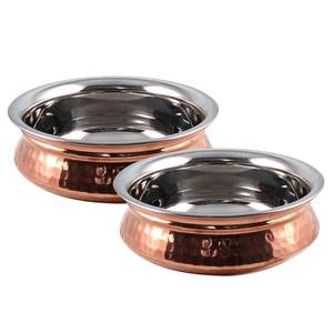 Copper Serving Bowl with Stainless Steel Lining Handmade Hammered Finish Tableware for Restaurant Hotel Home Catering Kitchen - Product Image 2