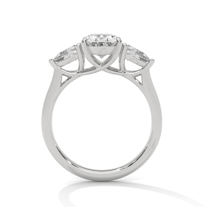 Anillo de Boda de Lujo para Mujer, con Diamante Cultivado en Laboratorio, Corte Oval Brillante, Certificado GRA, Chapado en Oro Blanco de 14k, Diseño Tríptico - Product Image 4