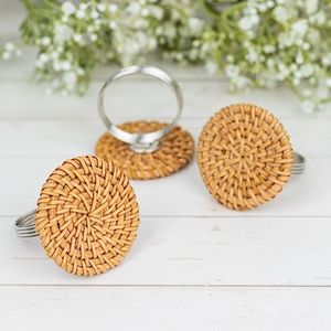 <b>Bamboo</b> Napkin Rings Circle Shape 4.5cm Width Bohemian Eco-Friendly <b>Table</b> Decoration Accessory - Product Image 1