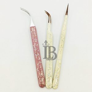 Pinzas para Extensión de Pestañas de Visón con Brillo, de Acero Inoxidable Sostenible, Color Personalizado con Punta Nano de Color, Pinzas para Pestañas de Visón - Product Image 1