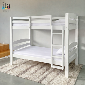 Cama Litera Blanca Minimalista Personalizable, Muebles de Madera para Dormitorio Infantil - Product Image 1