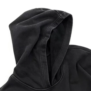 hoodie with oversized hood vintage raw hem hoodie custom 500 gsm acid wash 100 % cotton <b>mens</b> plain hoodies - Product Image 4