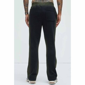 Conjunto Deportivo de Algodón Negro para Hombre, Cuello Redondo, Manga Corta, Color Sólido, Corte Holgado, Pantalones Largos Casuales con Bolsillos Laterales - Product Image 2