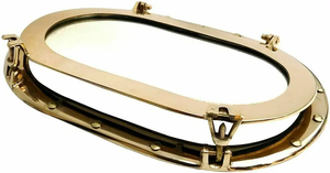 Brass Oval Antique Maritime Ship Window <b>Mirror</b> Porthole Wall Decor Vintage Nautical Style - Product Image 4