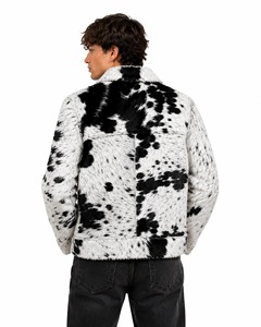 Chaqueta de Cuero Genuino de Piel de Vaca para Hombre, con Pelo, Estampado de Vaca Blanca y Negra, Pelo Largo, Estilo Camionero Western, Abrigo Vintage - Product Image 3