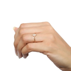 DEF Color VS VVS Clarity Round Lab Grown Diamond Cluster 10K 14K Solid Gold Cluster Star Dainty Promise <b>Ring</b> Thin <b>Proposal</b> <b>Ring</b> - Product Image 6