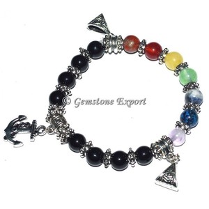 สร้อยข้อมือหินอาเกตบำบัดจักระ คริสตัลเจ็ดจักระ เครื่องประดับแฟชั่น - Product Image 1