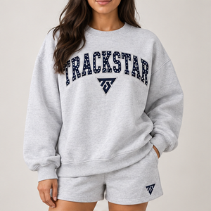 Women's <b>Light</b> Heather Grey Polka Letter Crew <b>Neck</b> 2-Piece Shorts Set Custom Casual Sportswear - Product Image 1