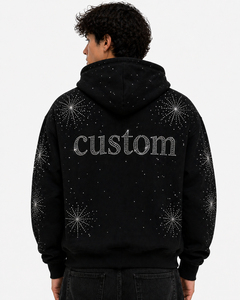 <b>Top</b> Regular fit diamond pocket Rhinestone Embellished Hoodie Premium Quality Fashion Streetwear Clothing Manufacturer <b>Crystal</b> - Product Image 2