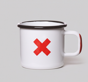White Iron Enamel <b>Mug</b> Bold Red Cross Graphic Print Metal Coffee Cup Wholesale Direct Factory Partner Market Global Hub Source - Product Image 1