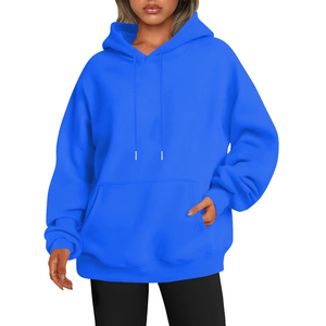 Sudadera con Capucha Azul para Mujer, 100% Algodón, Forrada, Transpirable, Estilo Casual Urbano con Bolsillo Delantero, Invierno/Otoño - Product Image 3