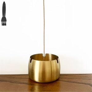 <b>Deep</b> <b>Bowl</b> Windproof Metal Incense Burner & Ashtray Gold Finish Cigar Ash Holder Tabletop Smoking Accessory for Hotel/Bar/Home - Product Image 1