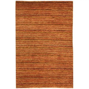 Tapis rectangulaire rayé moderne en laine et acrylique, tufté à la main, à poils ras, résistant aux taches, pour salon - Product Image 1