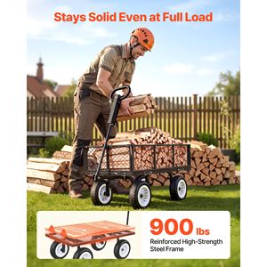 Heavy Duty 900 LBS Steel <b>Garden</b> Cart 10 Inch Tires Adjustable Outdoor Gardening <b>Stool</b> Utility Wagon for Cargo Utility Trailers - Product Image 2
