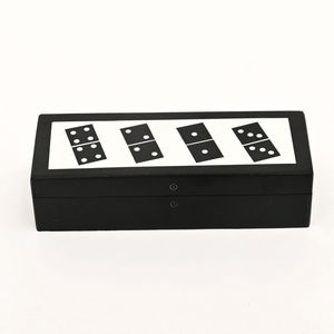 Jeu de dominos en résine noire, décoration artistique pour la maison, cadeau artisanal, pièces de jeu de collection de forme personnalisée, boîte noire brillante, décoration artistique pour la maison - Product Image 5