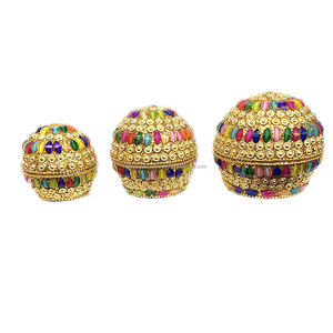 Colorful <b>Beaded</b> Trinket Box Set of 3 Pcs Handmade Jewelry Organizer Decorative Gift Item Custom Wedding Favors Small Gift Box - Product Image 2