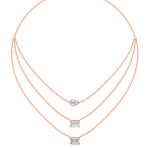 Collar de Diamantes Cultivados en Laboratorio con Corte Esmeralda y Pera de Triple Capa en Oro de 18K, Pieza de Lujo Graduada - Product Image 1