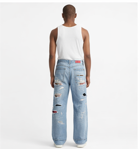 Vaqueros Baggy Desgastados Personalizados, Pantalones Vaqueros Rotos, Pantalones Baggy Rotos Oversize, Vaqueros Baggy Unisex, Pantalones Vaqueros para Hombre - Product Image 4