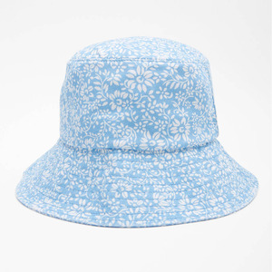 Chapeau Bob Unisexe à Motifs Floraux Bleu Clair en Popeline de Coton, Décontracté, Printemps-Été, Plage, pour Adulte, Impression Numérique par Sublimation par Transfert Thermique - Product Image 1