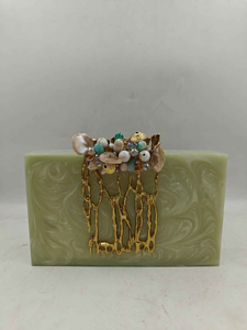Luxury Eco-Friendly Resin Box <b>Clutch</b> Stones Crystals Pearl Knob Bridal Purse Bridesmaid Bag Evening Designer Handbag <b>Bride</b> - Product Image 5