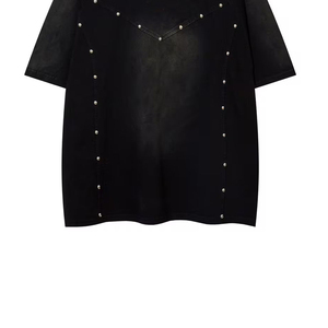 Vintage Men's Acid Wash Jersey T-Shirt 100% Cotton Quick Dry Anti-shrink Short Sleeve Puff Printing Front <b>Rhinestones</b> - Product Image 5