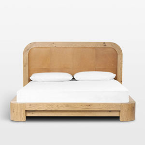 Cama Moderna Retro de Madera de Teca Sólida para Cama Queen o King, Muebles Contemporáneos para el Hogar - Mallorca - Product Image 3