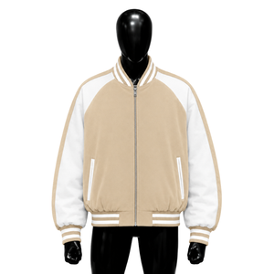 Blouson universitaire en laine beige personnalisé pour homme et femme, style classique baseball, avec logo personnalisé, streetwear, mode hiver, qualité supérieure - Product Image 1