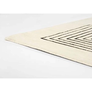 Alfombra Moderna de Diseño Geométrico, Alfombra de Lana Anudada a Mano con Líneas Negras Abstractas, Estilo Minimalista para Decoración de Sala de Estar o Dormitorio - Product Image 2