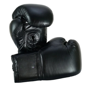 Gants de boxe en cuir noir à lacets, avec sangle de poignet réglable, pour adultes de 14 ans et plus, unisexe, pour arts martiaux - Product Image 3