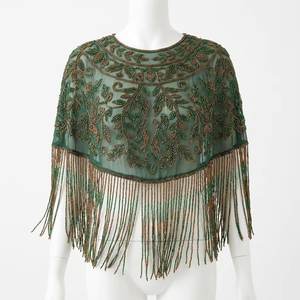 Poncho con Cuentas Bordadas a Mano para Mujer |   Chal de Flecos de Lujo para la Noche |   Proveedor Mayorista y de Productos a Granel - Product Image 3