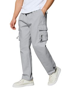 Pantalon cargo homme personnalisé respirant taille mi-haute, multi-poches, style streetwear, jogger, pour l'extérieur - Product Image 3