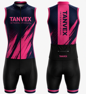 Conjunto de Jersey de Ciclismo Unisex Ecológico TANVEX INTERNATIONAL, Personalizable para Equipos, Azul y Negro, Transpirable, de Spandex y Poliéster, sin Mangas - Product Image 5