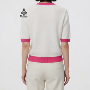 Alpha grec |   Kapa |   Cardigan personnalisé Alpha sur mesure pour femmes, style universitaire d'hiver, rose et blanc vintage, pour sororité AKA - Product Image 3