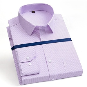 Chemise habillée à manches longues pour homme, en mélange de polyester et de coton, couleur unie, boutonnée, rayée et à carreaux, uniforme professionnel formel pour homme - Product Image 3