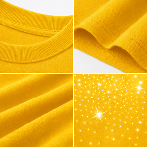 T-shirt Homme Oversize Jaune Personnalisé avec Strass, Motif Diamant Scintillant, Décontracté, Streetwear, Été, Coton Respirant, Motif à Pois - Product Image 5
