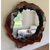 Hot Selling Modern Handmade Asymmetrical Live Edge Wooden Frame Wall Mirror with Customizable Size and Eco-Friendly Design