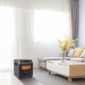 HT1188N Stufa Elettrica Digitale da 1500W con 4 Tubi al Quarzo Neri e Ventola in Metallo, Colore Nero - Product Image 4