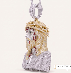 Pendentif Jésus en argent 925 avec moissanite VVS, serti de mosaïque de luxe sur mesure en or rose, certifié GRA, style Hip Hop Iced Out - Product Image 1