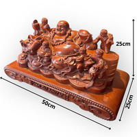 Statue de Bouddha Maitreya des Cinq Bénédictions Tam Viet, modèle A157, fabriquée à la machine, design moderne pour intérieur, sculptée d'un seul bloc de bois Huoi