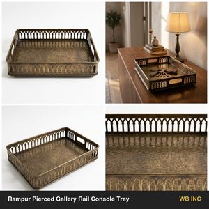 Bandeja de Consola de Latón Antiguo Hecha a Mano de 46 cm, Rampa de Altura Completa con Perforaciones, Riel de Galería, Bandeja Decorativa para el Hogar, ¡Venta Caliente! - Product Image 6