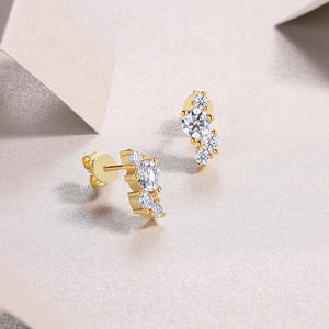 VVS1 Lab Grown Diamond Round Brilliant Cut Luxury 925 Sterling Silver Silver Plated <b>Stud</b> <b>Earrings</b> <b>Fine</b> Jewelry for Women - Product Image 4