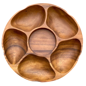 Assiette en bois au design créatif, assiette de service en bois, assiette décorative en bois, assiette en bois à compartiments, assiette en forme de feuille - Product Image 6